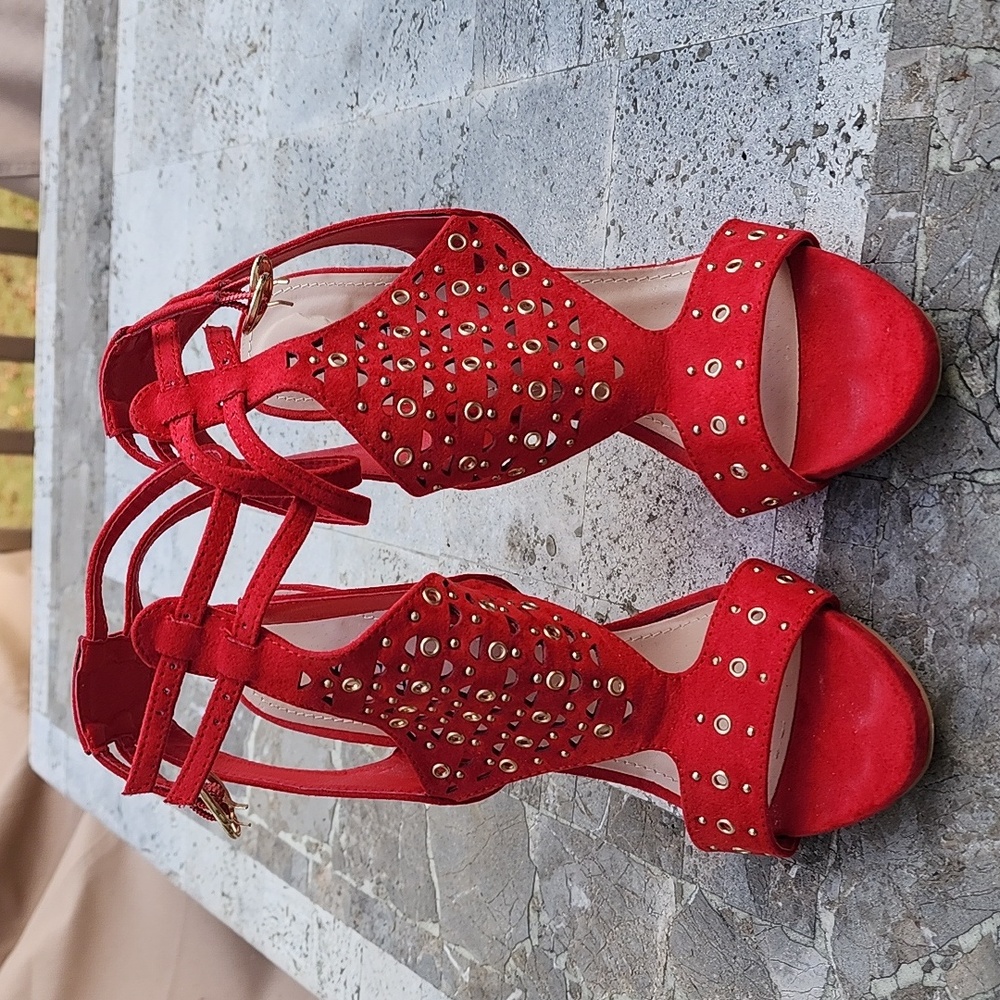 JustFab red heel sandals 8.5